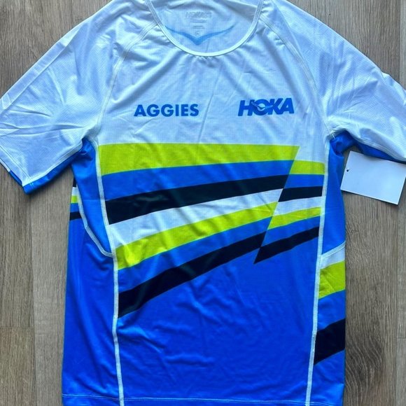 Womens HOKA One Elite Race Short Sleeve Run Top Aggies Run Club Colorway Kit NWT - Picture 2 of 6